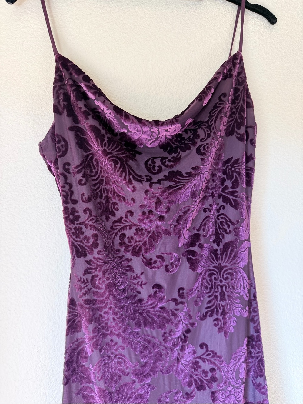 Velvet Burnout Bodycon Slip Dress in Deep Plum, Size Medium - Picture 4 of 9